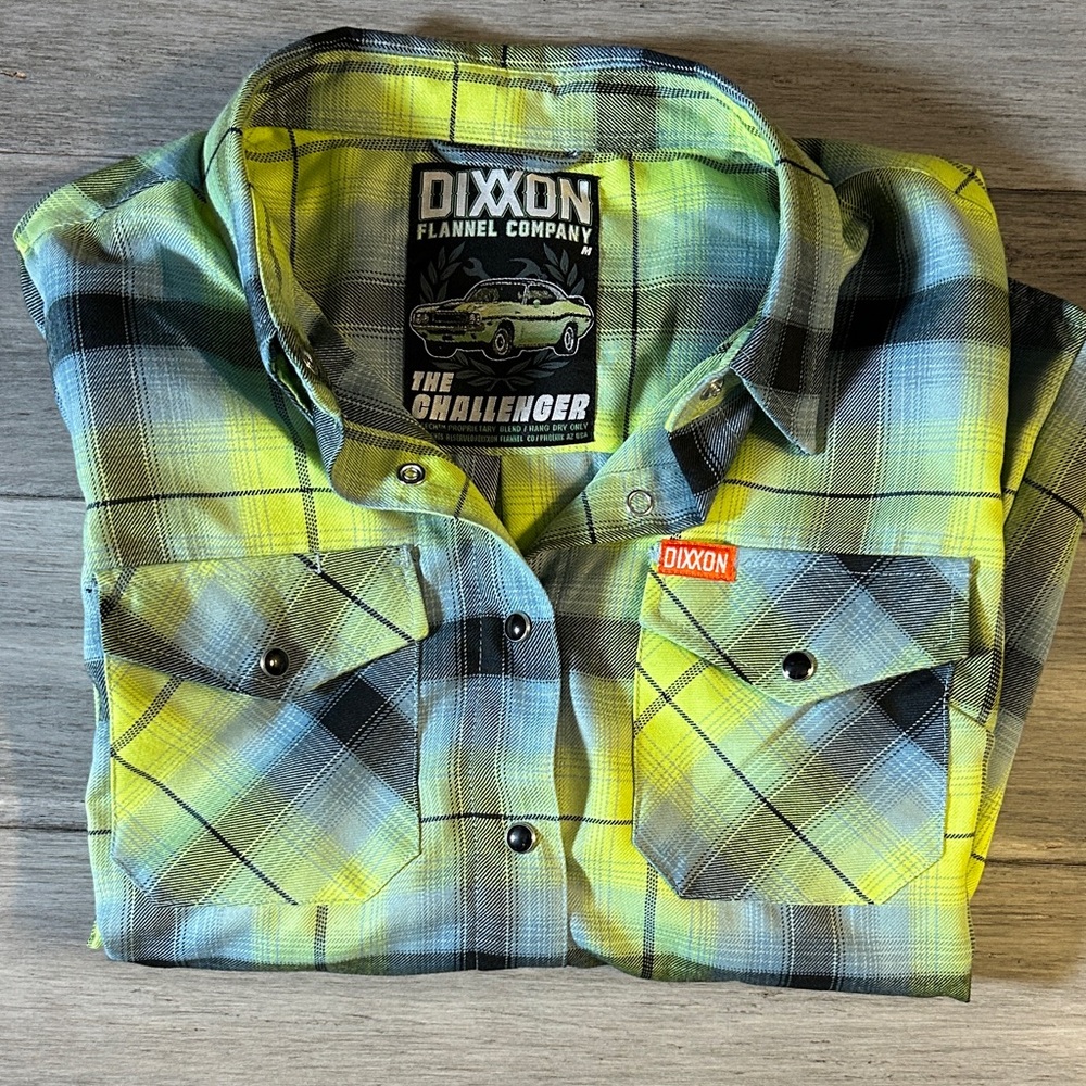 DIXXON Women's Yellow and Blue/Green Challenger Flannel